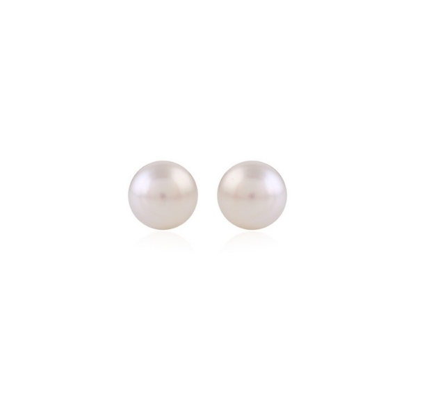 White  Fresh water Pearls Earstuds in Silver - Krishna Jewelles Pearls and Gems