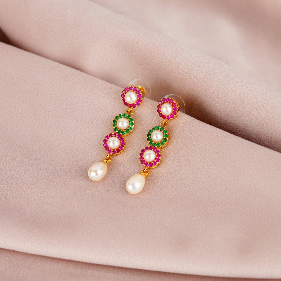 Vibrant Hanging Pearl earrings - Krishna Jewellers Pearls and Gems