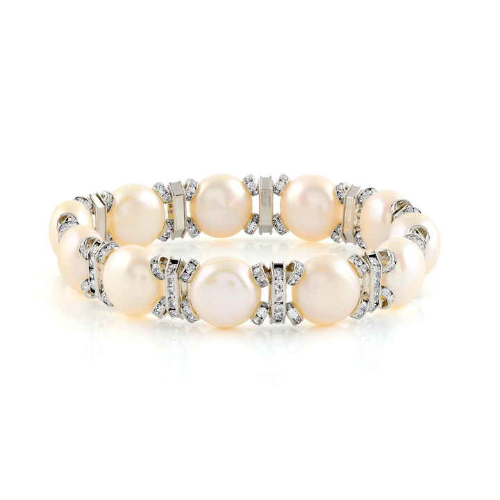 Silver Link Freshwater Pearl Bracelet - Krishna Jewellers Pearls and Gems