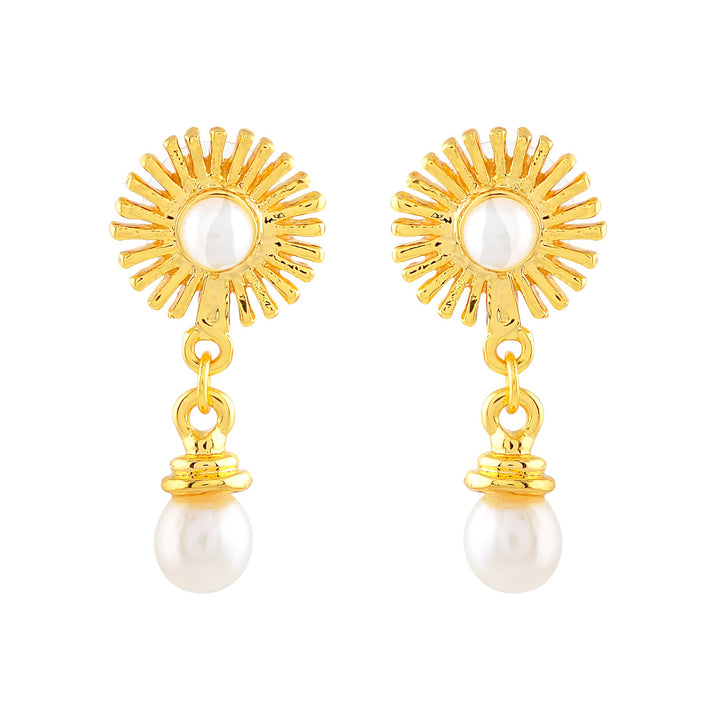 Dainty Floral  Pearl Drops  Earrings - Krishna Jewellers Pearls and Gems