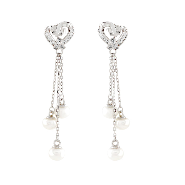 Sparkling Heartfelt Hanging Pearl Earrings - Krishna Jewellers Pearls and Gems