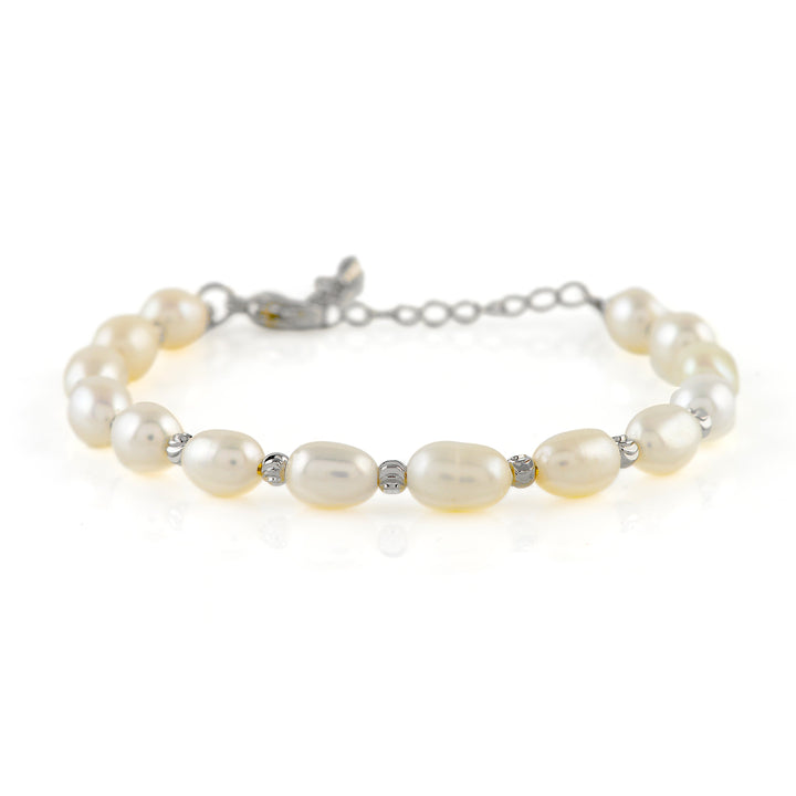 Natural Pearl Bracelet in Silver Shores - Krishna Jewellers Pearls and Gems