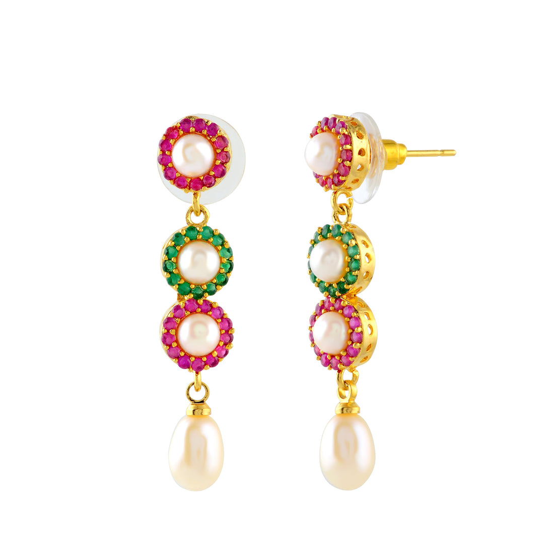 Vibrant Hanging Pearl earrings - Krishna Jewellers Pearls and Gems