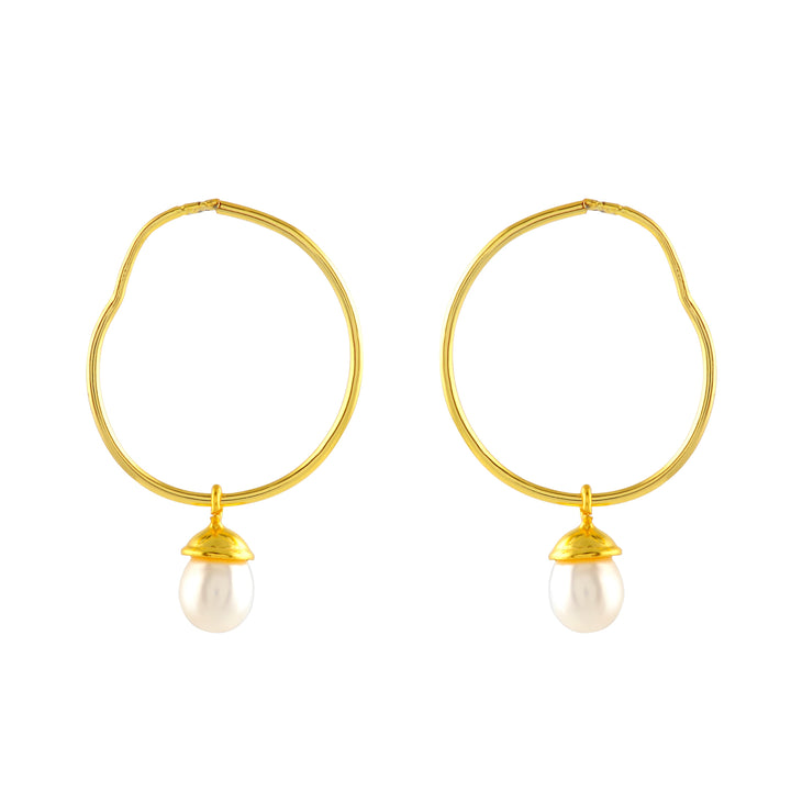 Natural Pearl Hoop Earrings - Krishna Jewellers Pearls and Gems