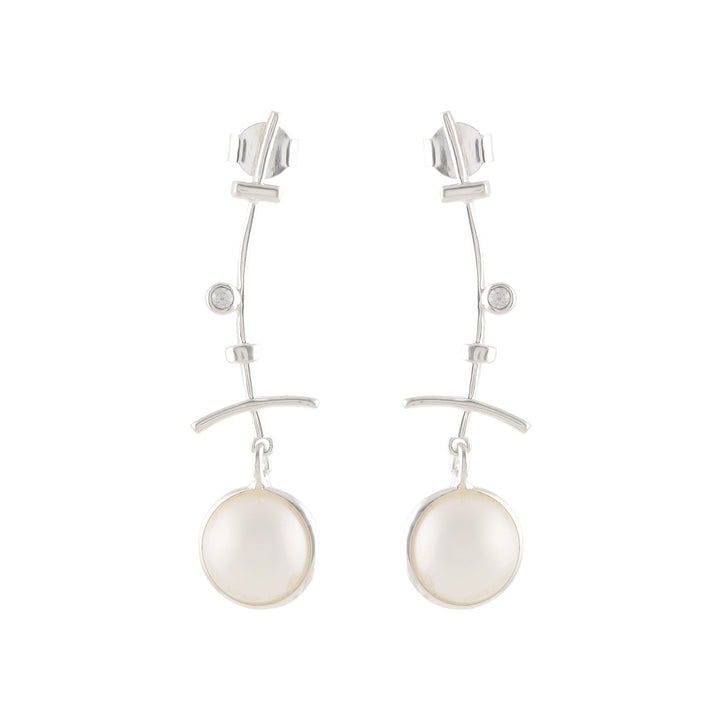 Elegant Silver Button Pearl Earrings - Krishna Jewellers Pearls and Gems