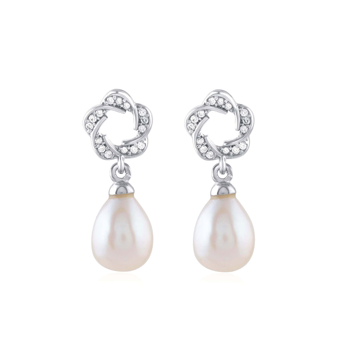 Floral Teardrop Pearl Earrings - Krishna Jewellers Pearls and Gems