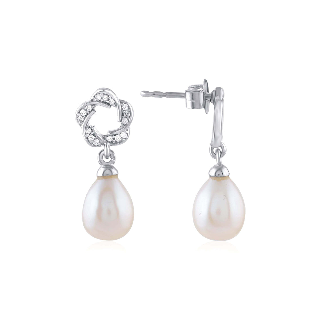 Floral Teardrop Pearl Earrings - Krishna Jewellers Pearls and Gems