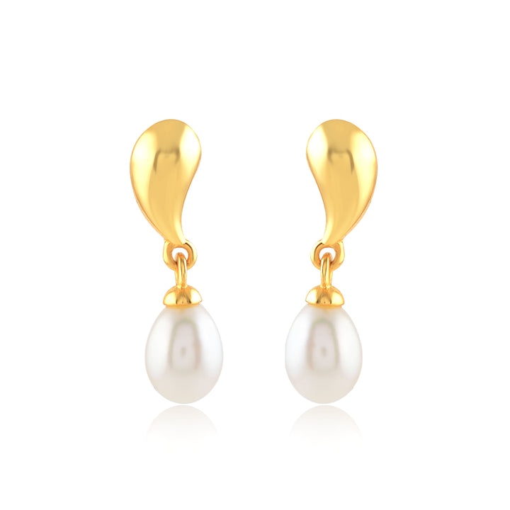 Yellow Tinted Pearl dangling Earrings - Krishna Jewellers Pearls and Gems
