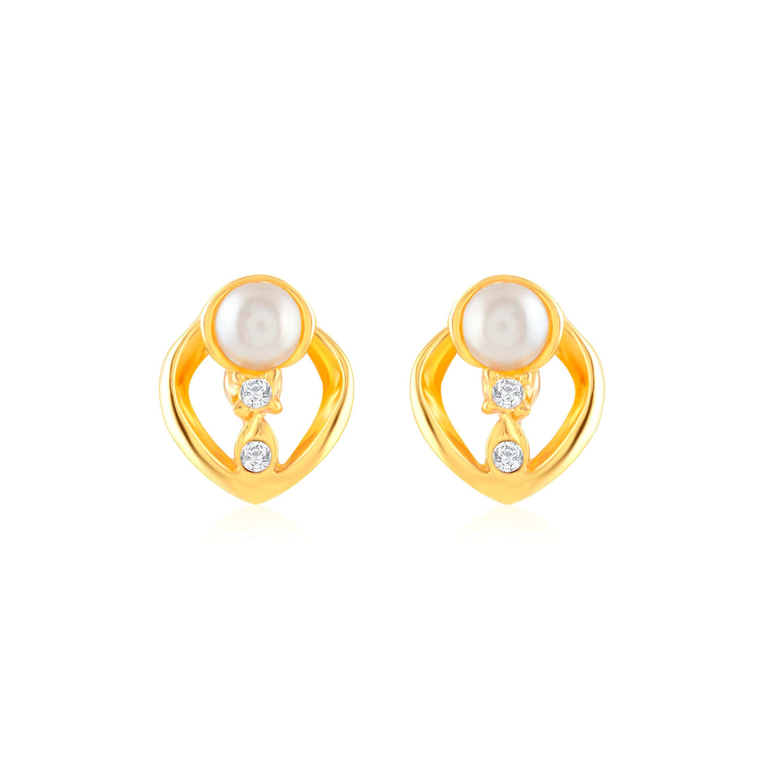 Stylish Gold Plated Pearl Studs Earrings - Krishna Jewellers Pearls and Gems