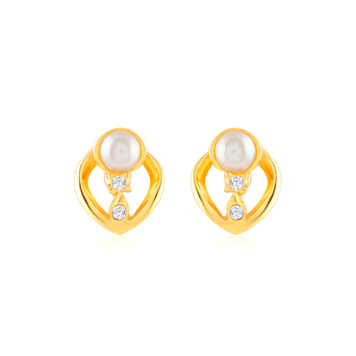 Stylish Gold Plated Pearl Studs Earrings - Krishna Jewellers Pearls and Gems
