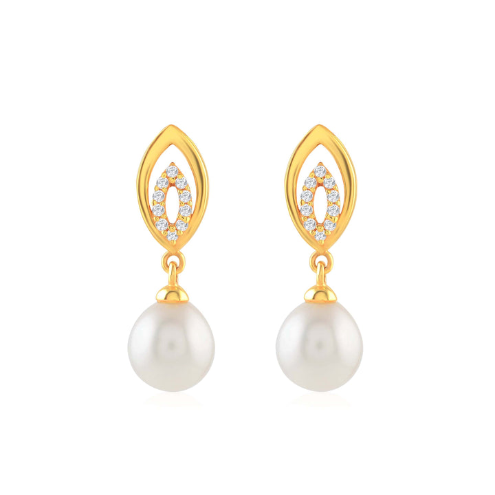 Flawless Leaf Pattern Pearl Dangler Earrings - Krishna Jewellers Pearls and Gems