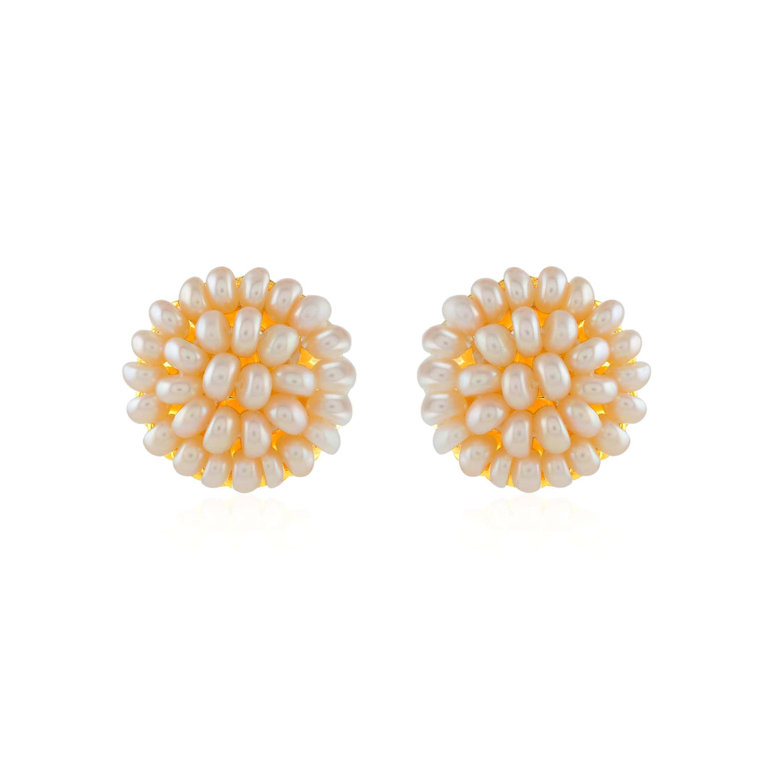 Handcrafted Intricacies Pearl Studs Earrings - Krishna Jewellers Pearls and Gems