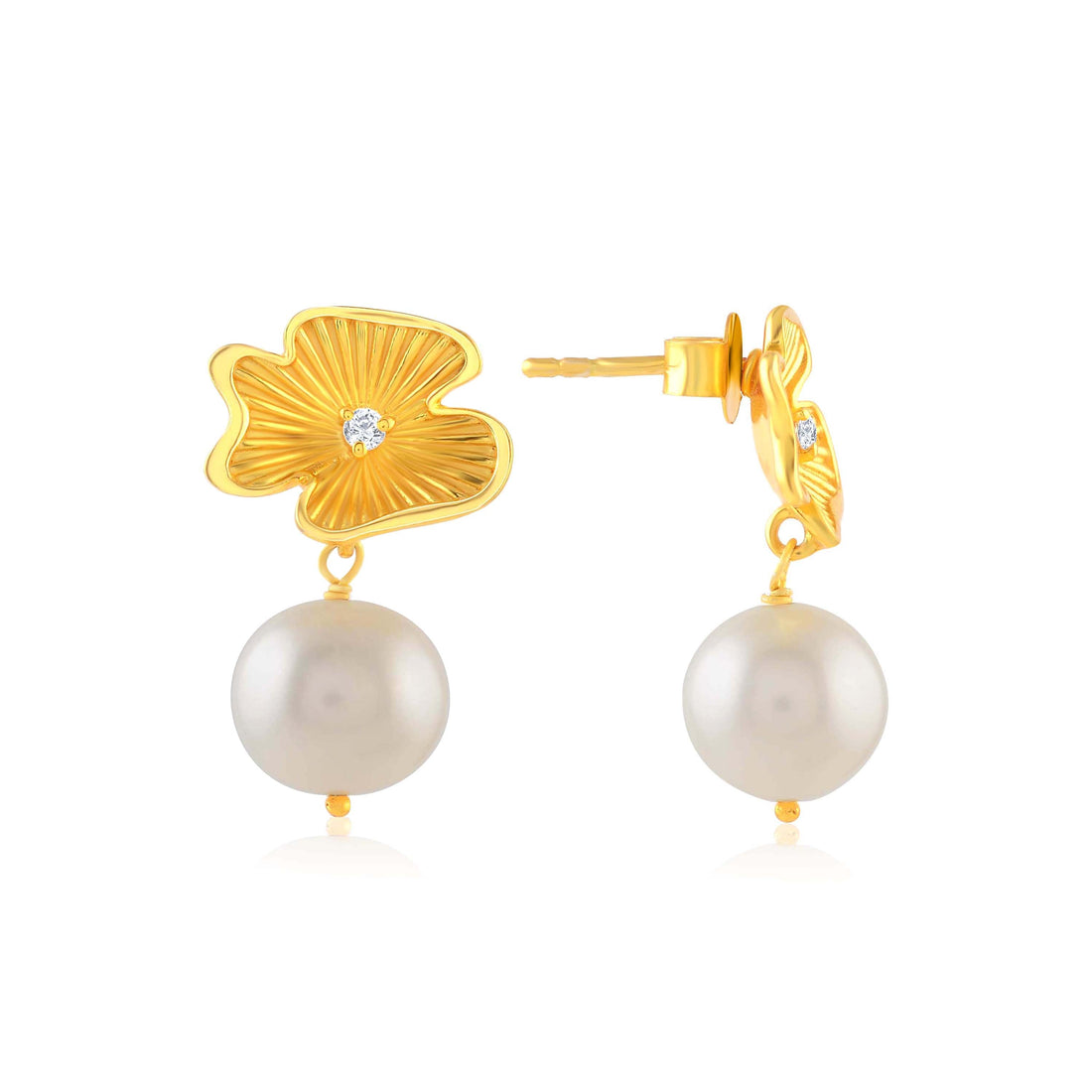 Gold Plated Pearl dangler Earring - Krishna Jewellers Pearls and Gems