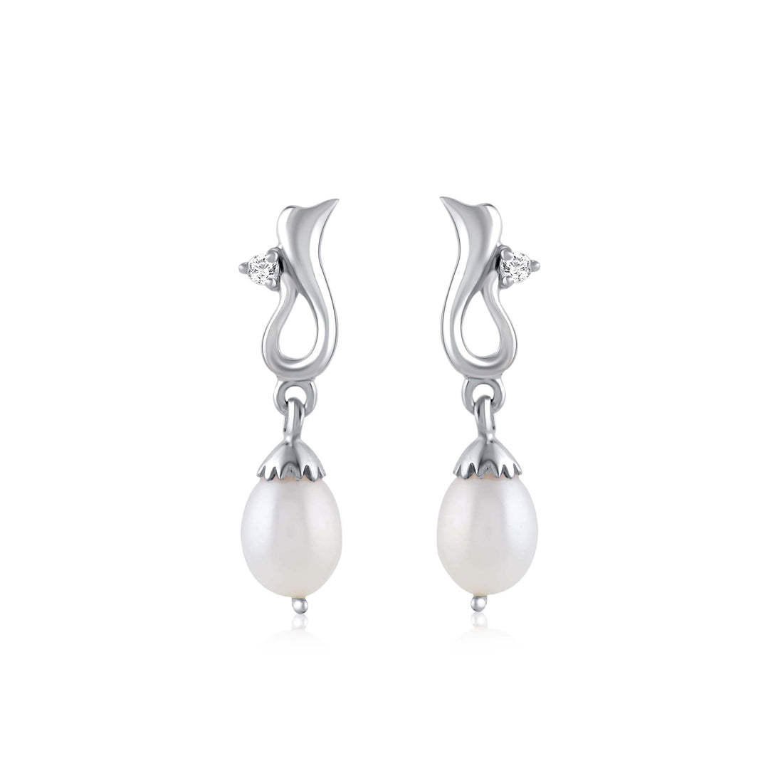 Lustrous Essence: Freshwater Pearl Drop Earrings - Krishna Jewellers Pearls and Gems