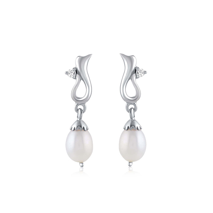 Lustrous Essence: Freshwater Pearl Drop Earrings - Krishna Jewellers Pearls and Gems