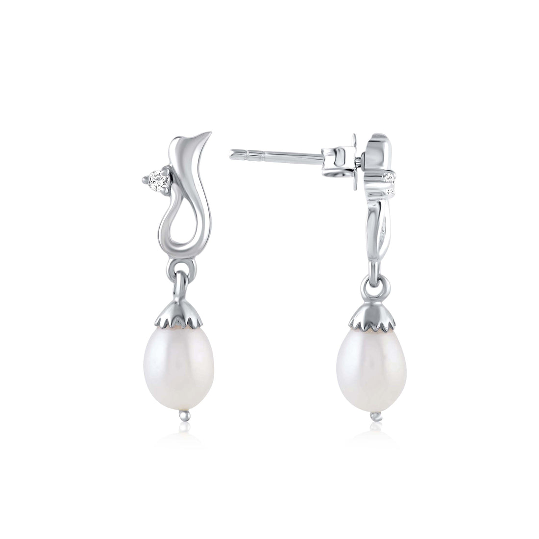 Lustrous Essence: Freshwater Pearl Drop Earrings - Krishna Jewellers Pearls and Gems