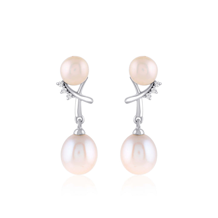 Timeless Elegance: Sterling Silver Pearl Drop Earrings - Krishna Jewellers Pearls and Gems