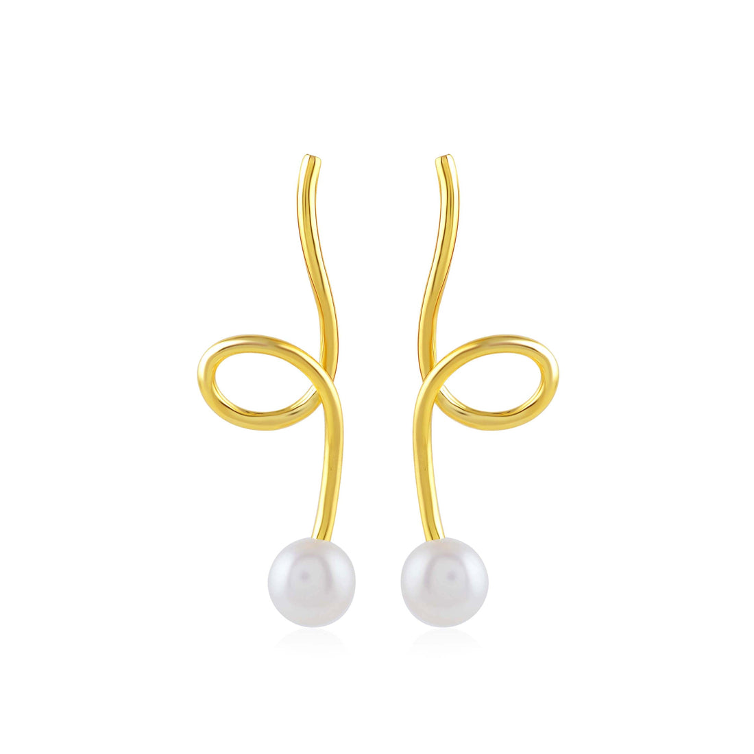 Pearl Earrings with Yellow Gold Polish - Krishna Jewellers Pearls and Gems