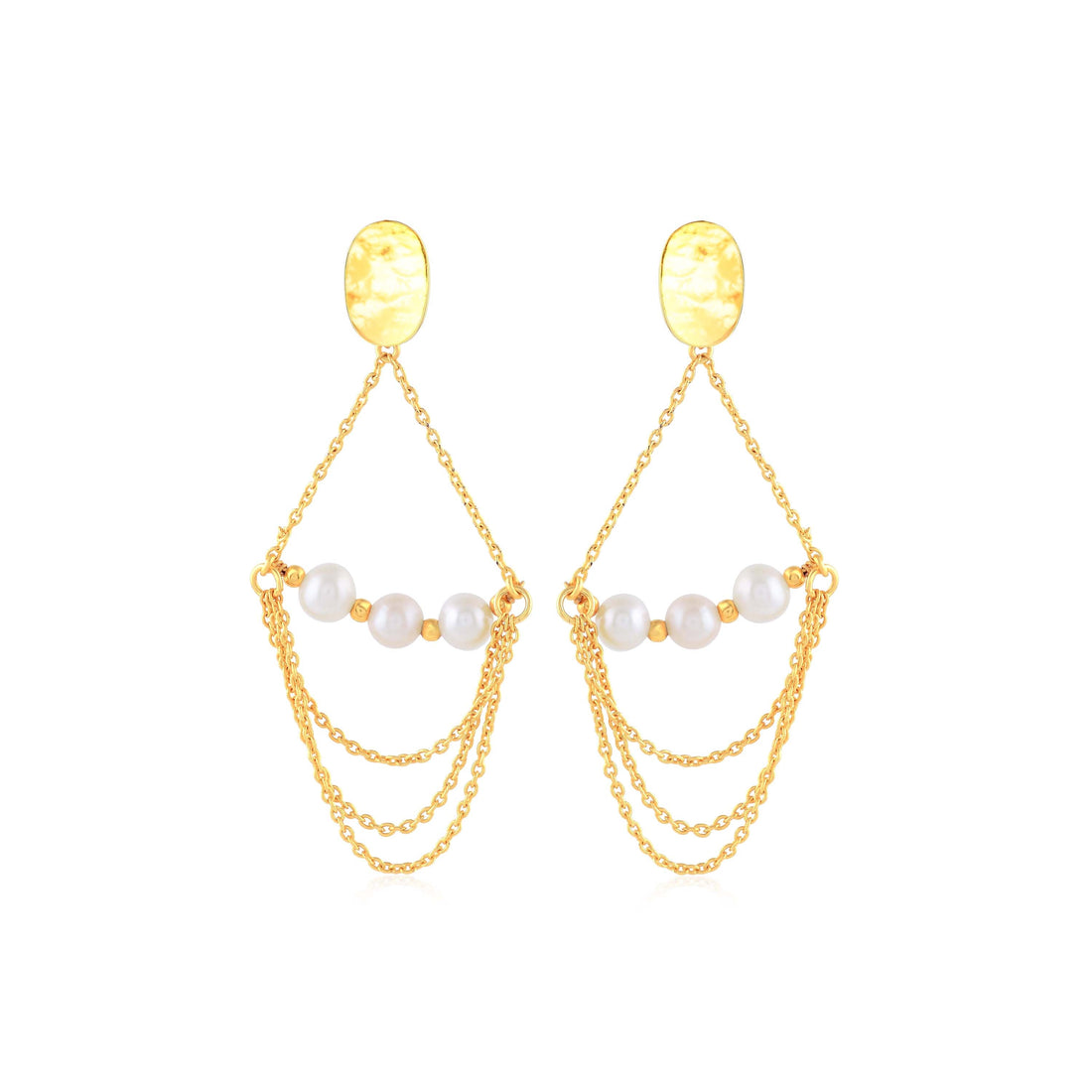 Gold-threaded Pearl Dangler Earrings – A Luxurious Statement - Krishna Jewellers Pearls and Gems