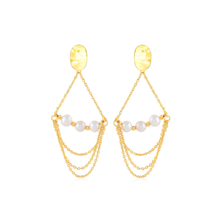 Gold-threaded Pearl Dangler Earrings – A Luxurious Statement - Krishna Jewellers Pearls and Gems