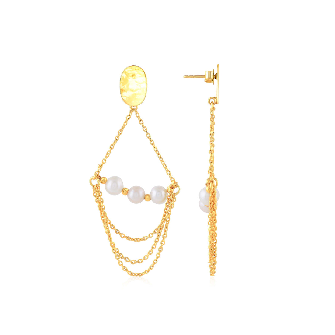 Gold-threaded Pearl Dangler Earrings – A Luxurious Statement - Krishna Jewellers Pearls and Gems