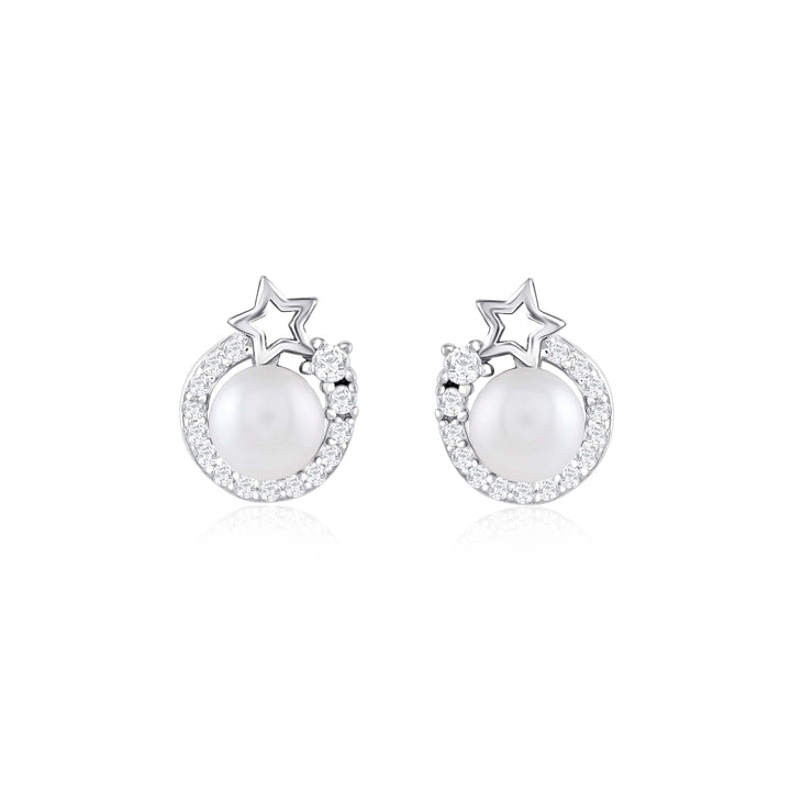 Button Pearl Studs In Captivating Star Designs - Krishna Jewellers Pearls and Gems