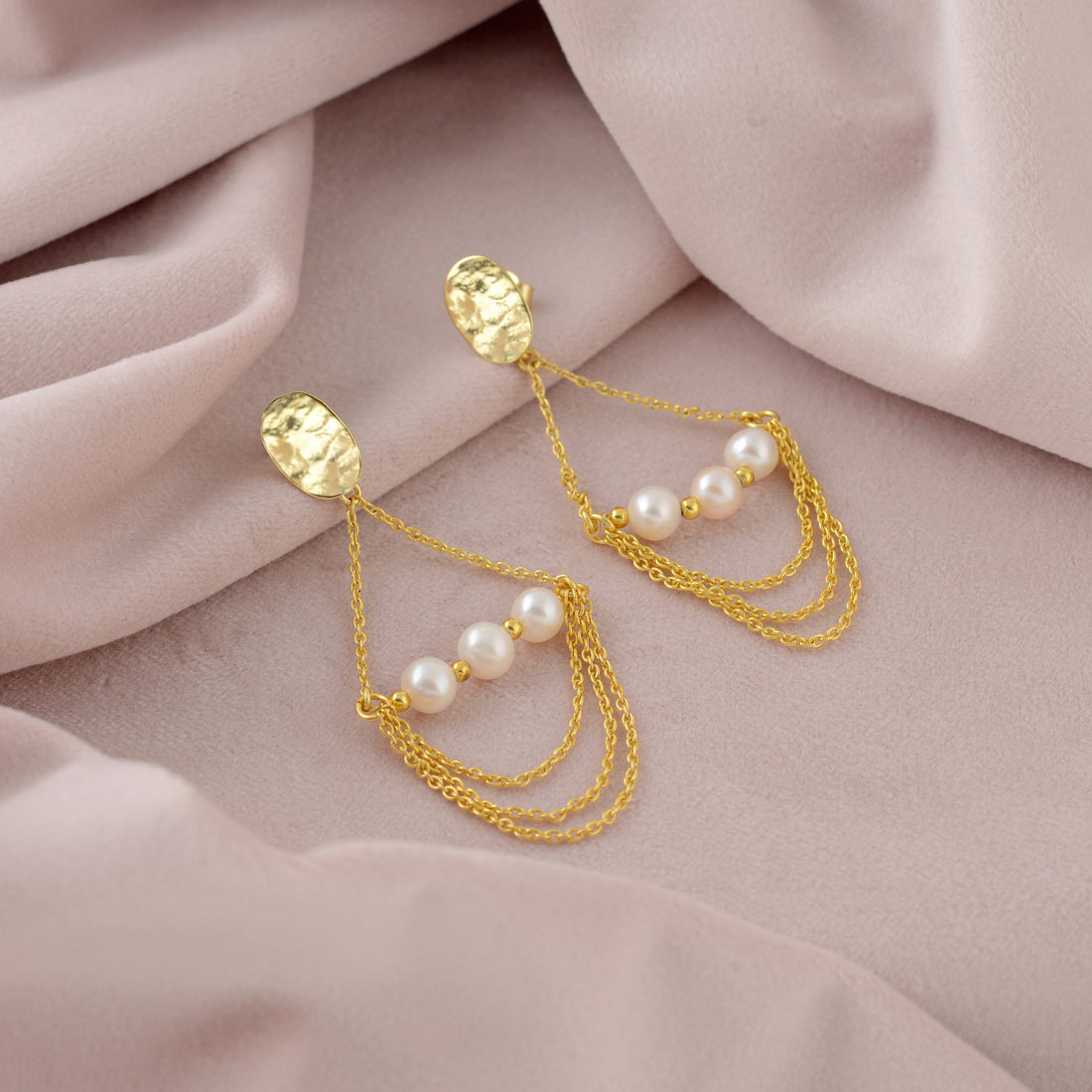 Gold-threaded Pearl Dangler Earrings – A Luxurious Statement - Krishna Jewellers Pearls and Gems
