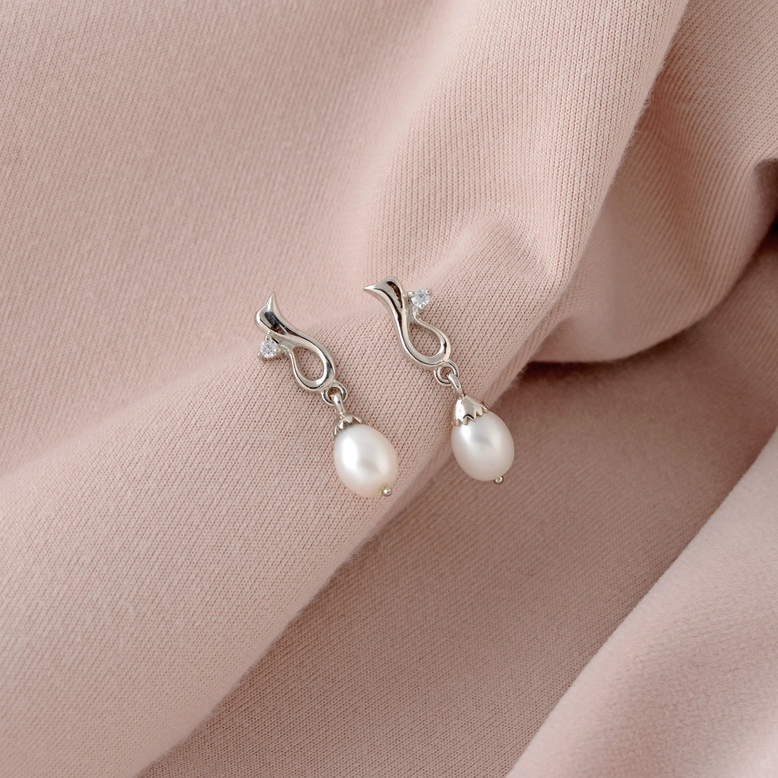 Lustrous Essence: Freshwater Pearl Drop Earrings - Krishna Jewellers Pearls and Gems