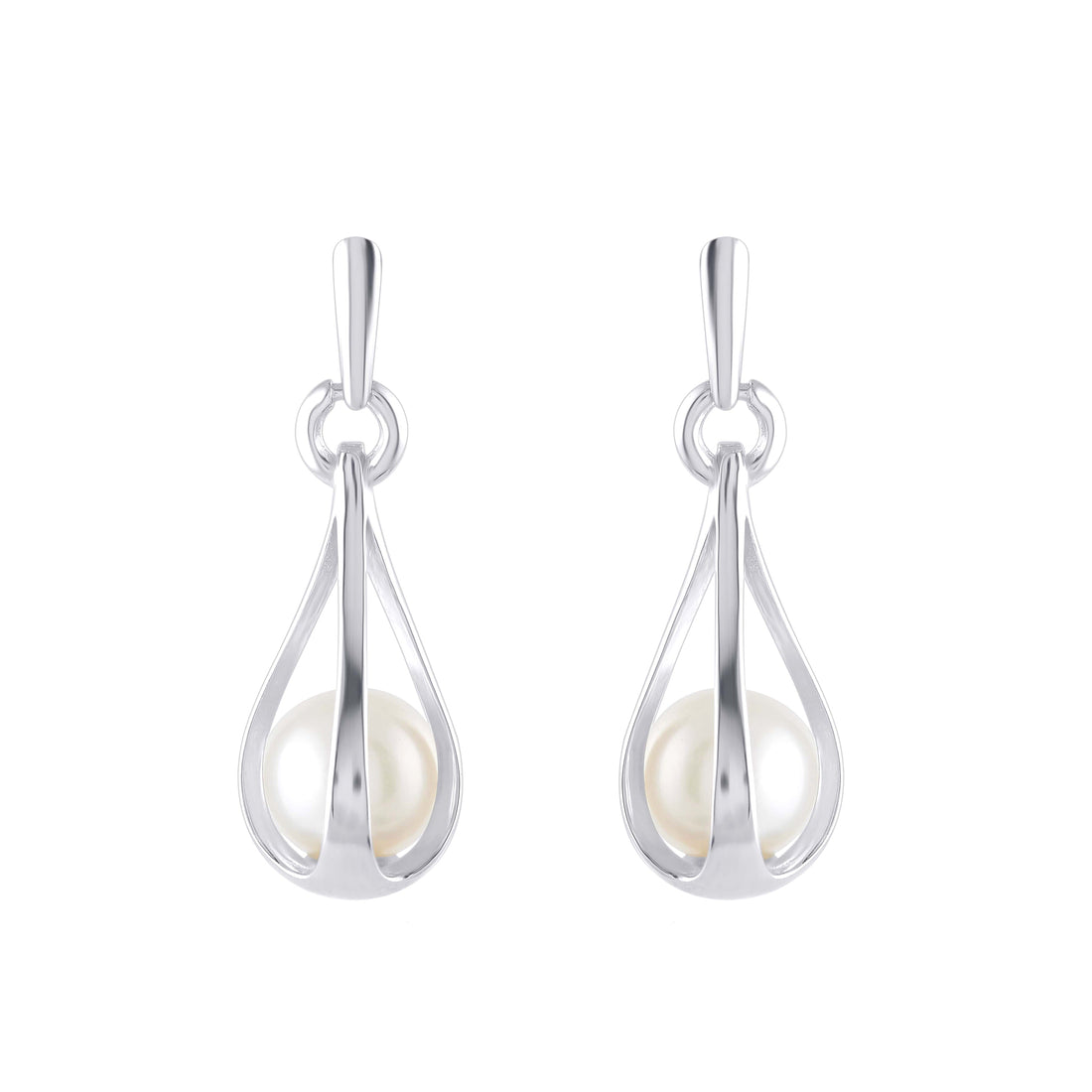 White Freshwater Cultured Pearl Earrings - Krishna Jewellers Pearls and Gems