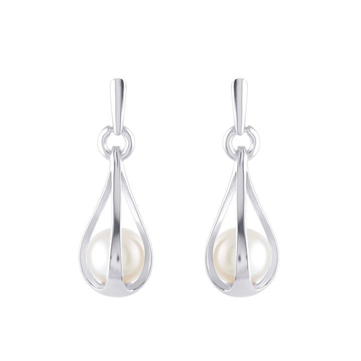White Freshwater Cultured Pearl Earrings - Krishna Jewellers Pearls and Gems