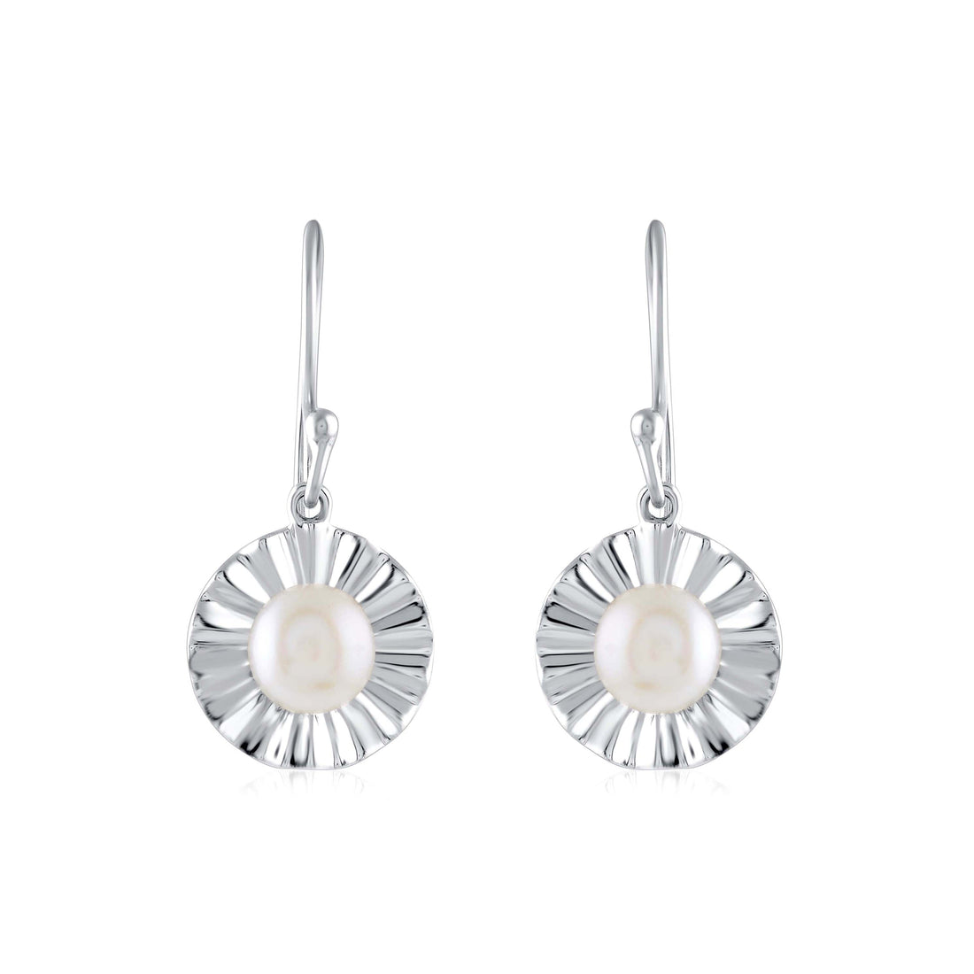 Sterling Silver Flower Design Earring - Krishna Jewellers Pearls and Gems