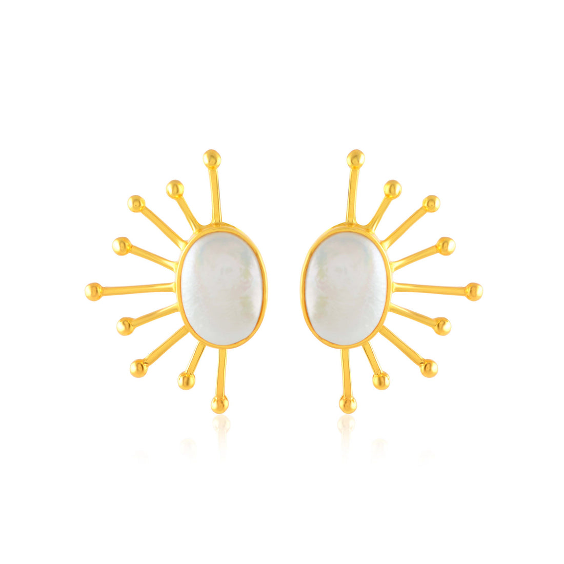 Gilded Half-sunflower Pearl Studs - Krishna Jewellers Pearls and Gems