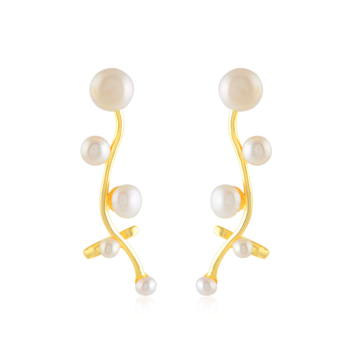 Gold-plated Modern Pearl Earring - Krishna Jewellers Pearls and Gems