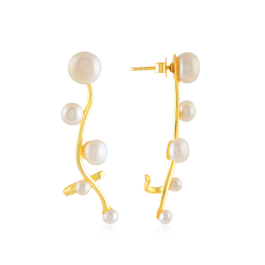 Gold-plated Modern Pearl Earring - Krishna Jewellers Pearls and Gems
