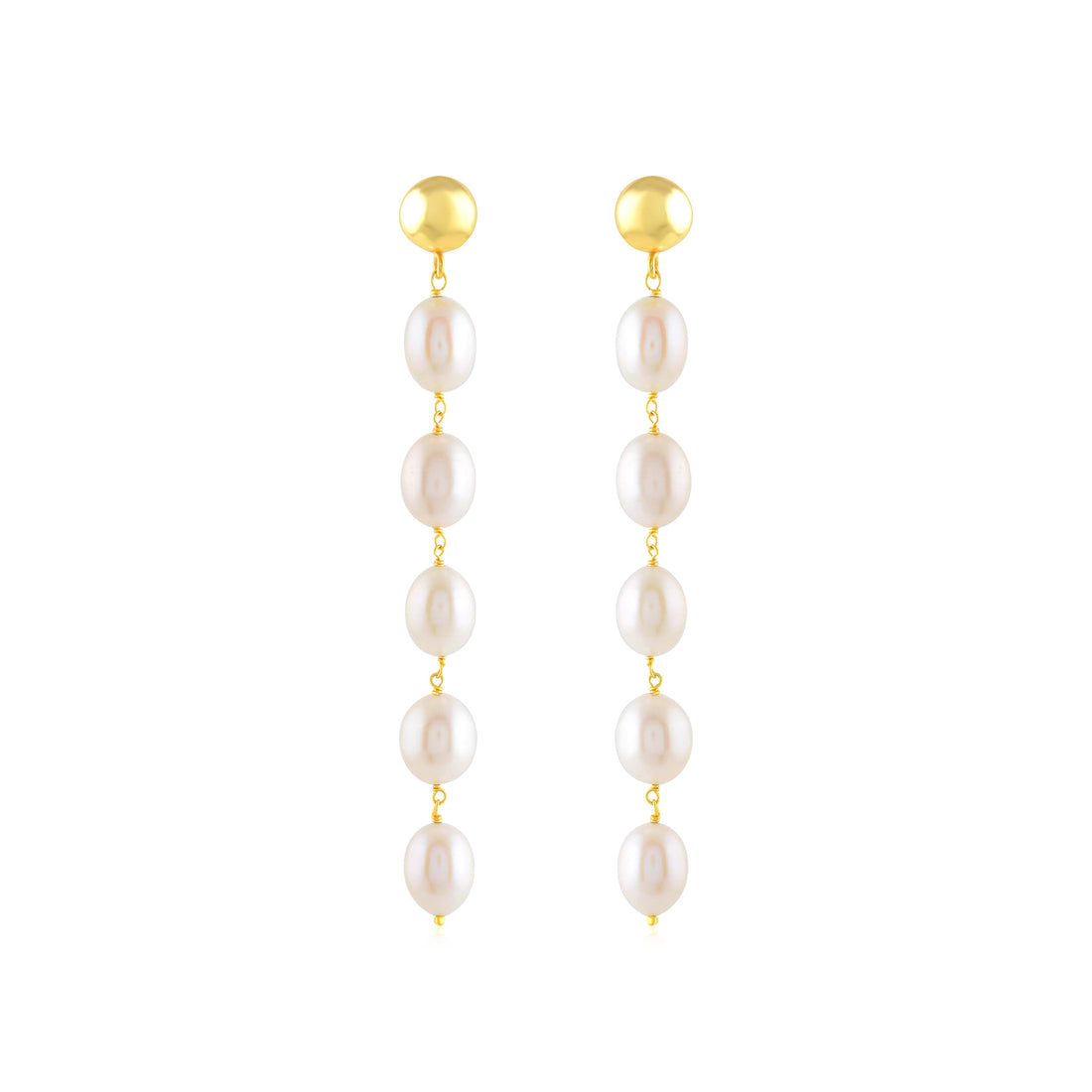 Cultured Pearl Earrings in Gold Plated Sterling Silver - Krishna Jewellers Pearls and Gems