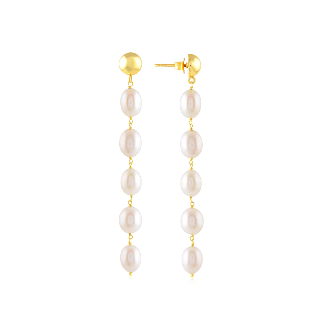 Cultured Pearl Earrings in Gold Plated Sterling Silver - Krishna Jewellers Pearls and Gems