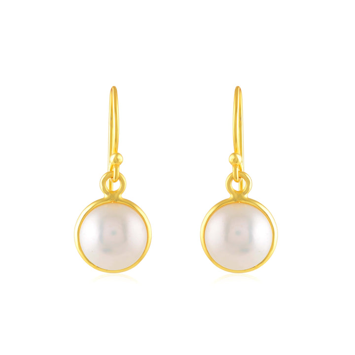925 Sterling Silver Gold-plated Pearl Drop Earrings - Krishna Jewellers Pearls and Gems