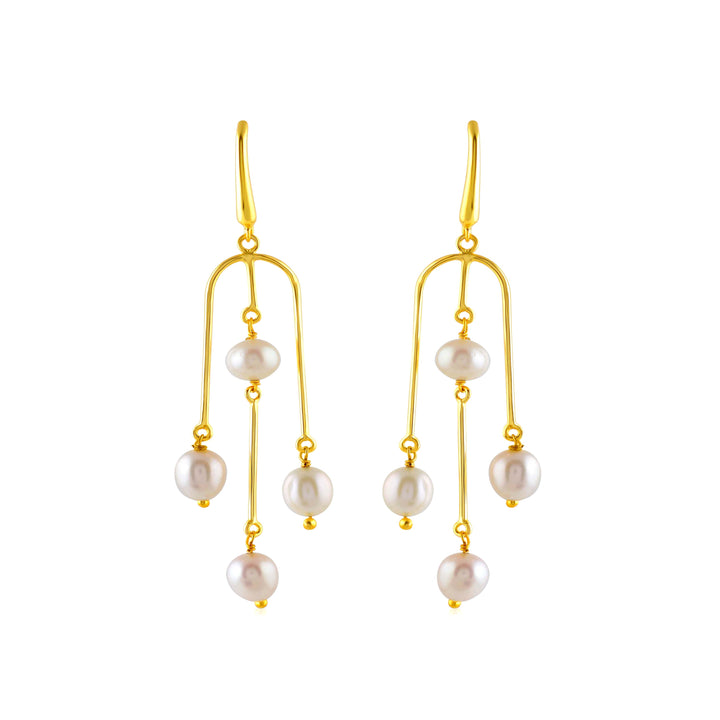Trendy Yellow Gold Hanging Pearl Earrings - Krishna Jewellers Pearls and Gems