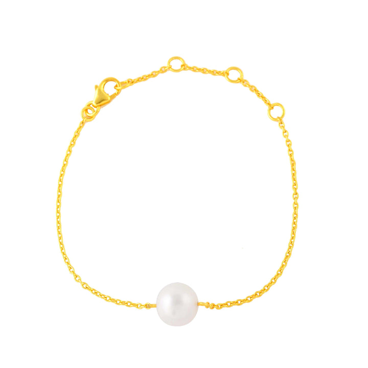 Elegant  Gold Polish Freshwater Pearl Bracelet - Krishna Jewellers Pearls and Gems