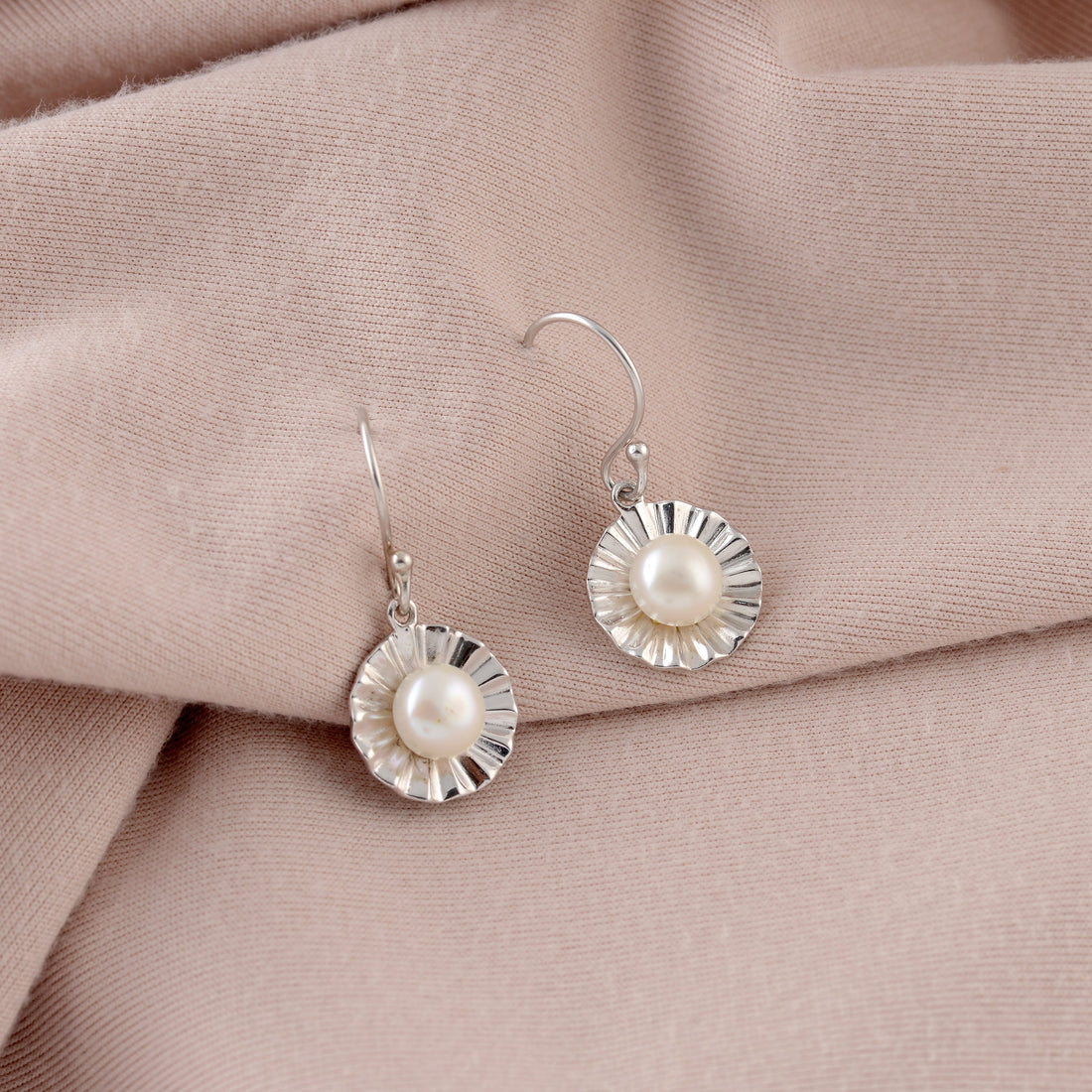 Sterling Silver Flower Design Earring - Krishna Jewellers Pearls and Gems
