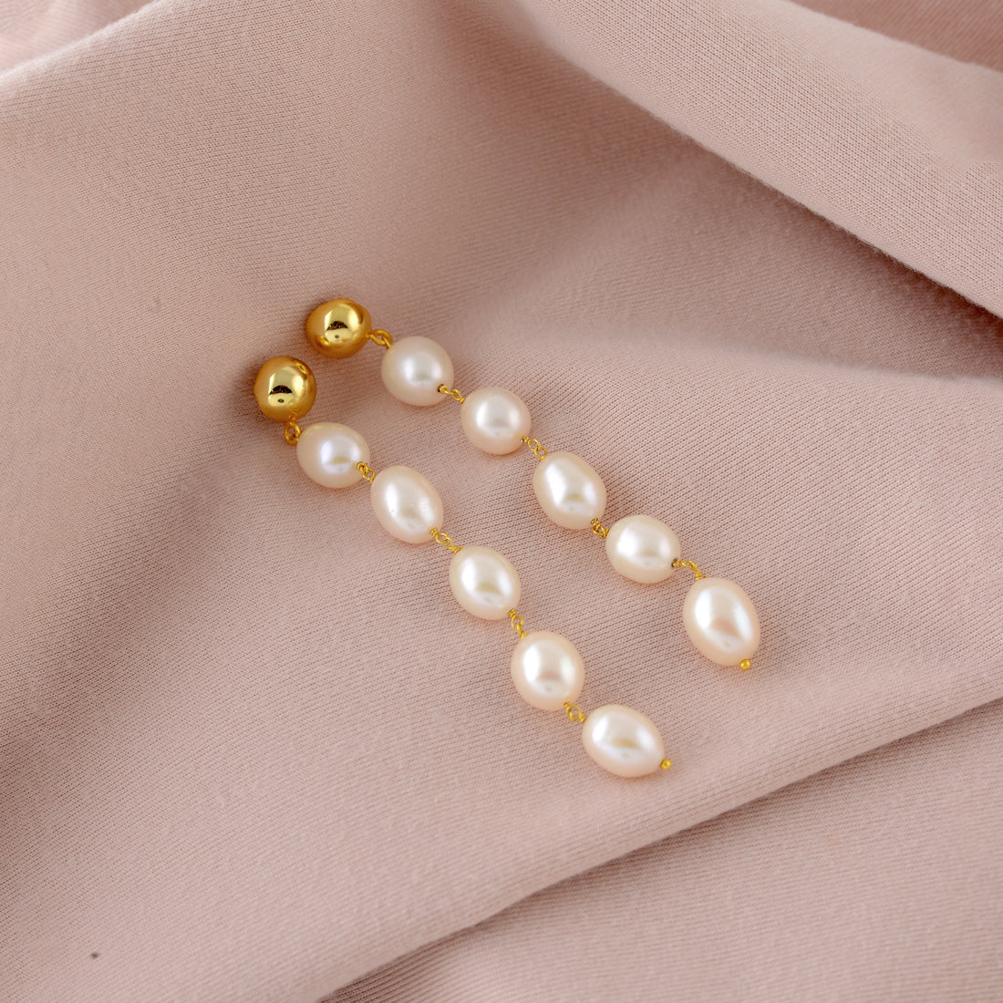 Cultured Pearl Earrings in Gold Plated Sterling Silver - Krishna Jewellers Pearls and Gems