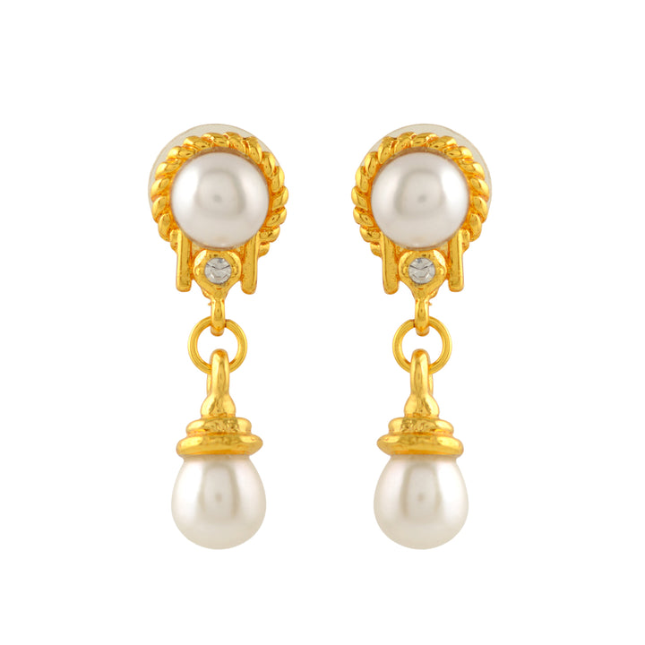 Pearl Drop Earrings with gold finish