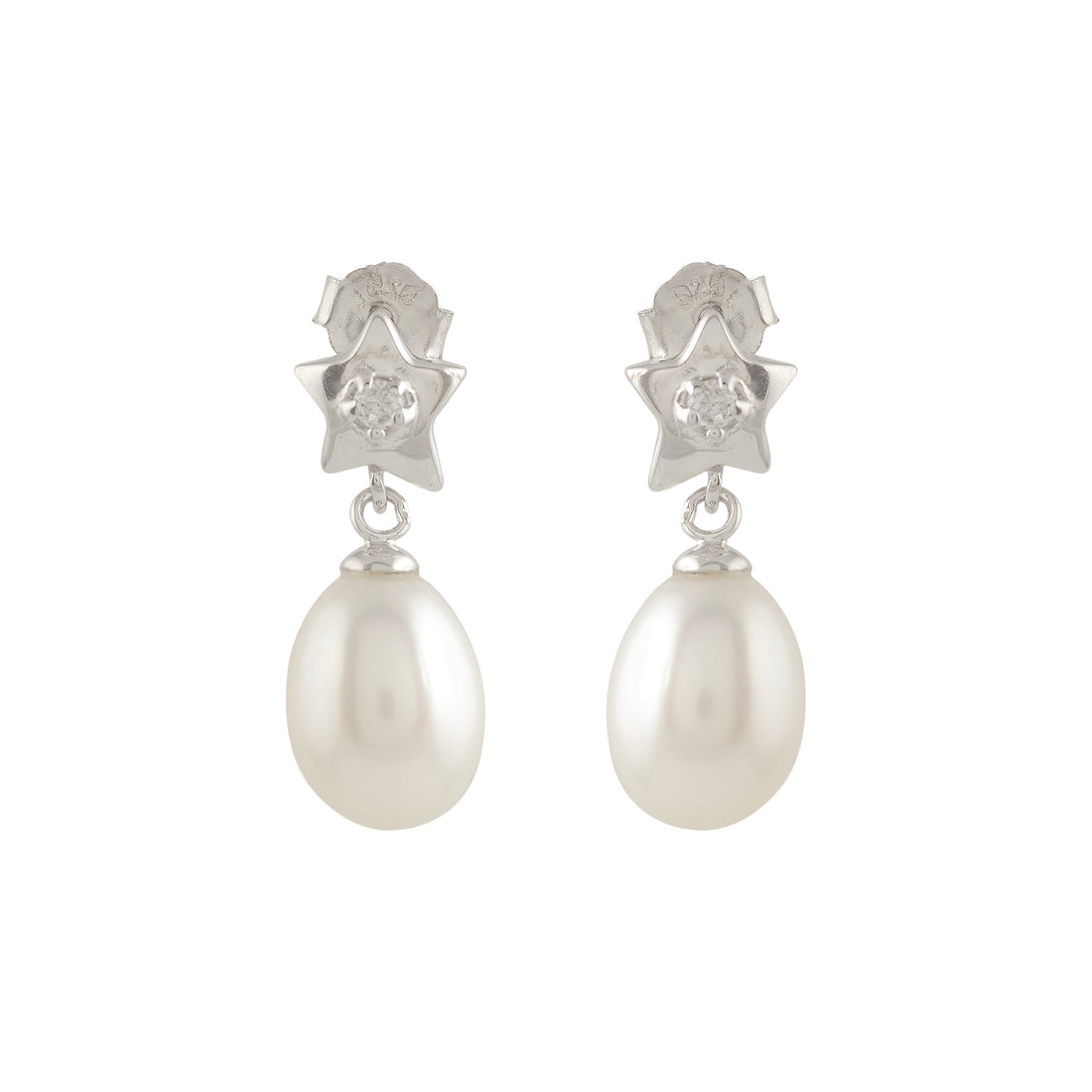 Star earrings with pearl drops
