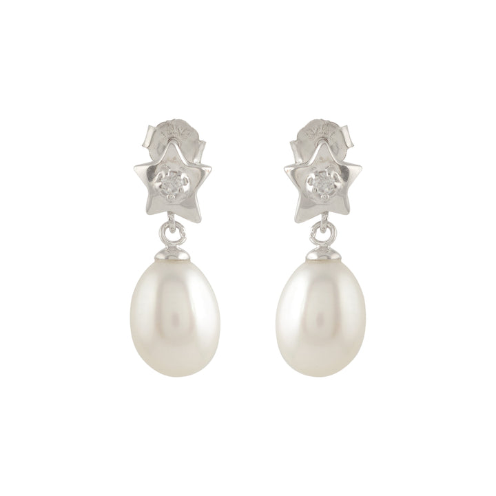 Star earrings with pearl drops