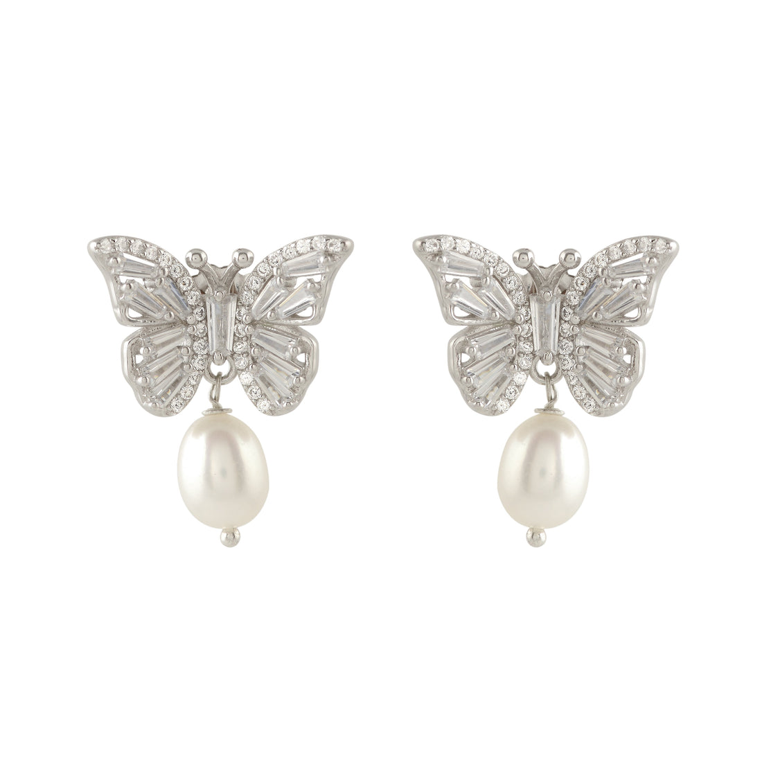 Butterfly Motif Pearl Drop earrings
