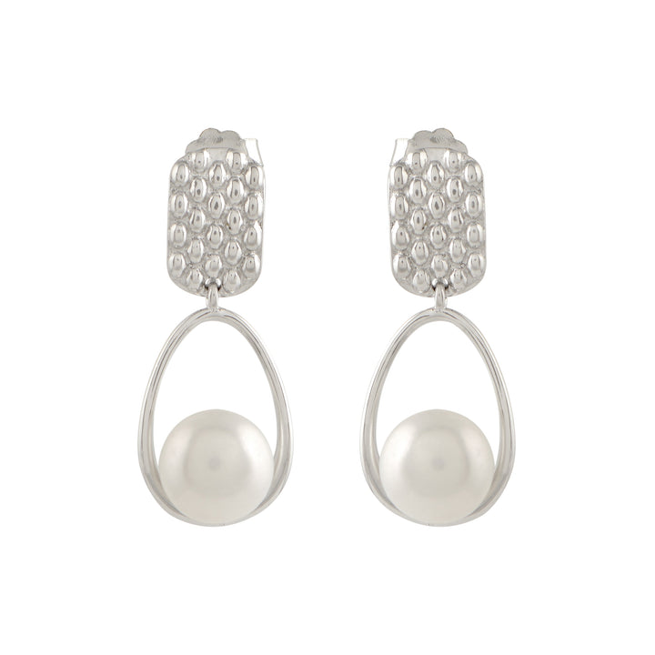 CZ,Silver Hanging Earrings with Freshwater Pearls