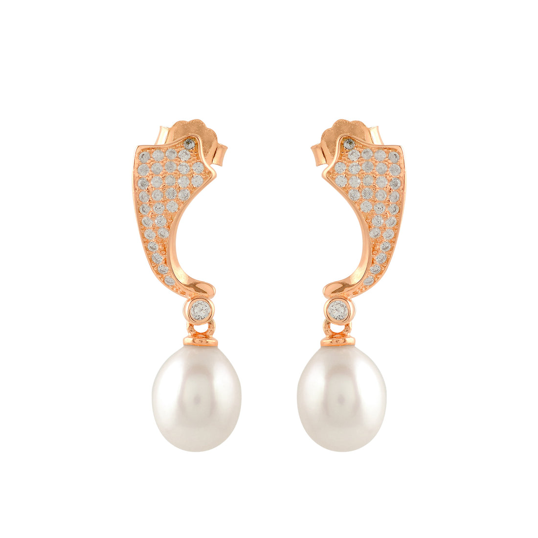 Gold-plated J bali earrings with pearls drop