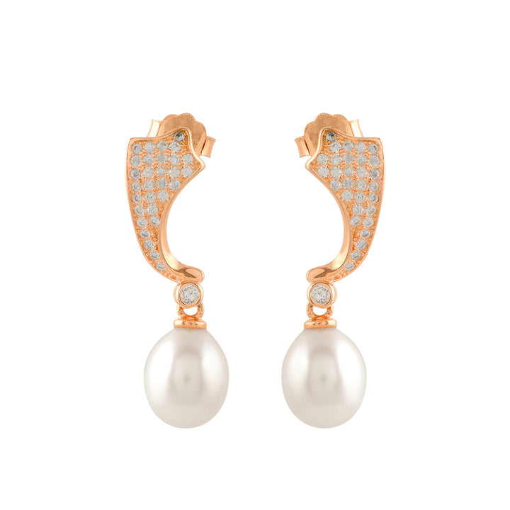 Gold-plated J bali earrings with pearls drop