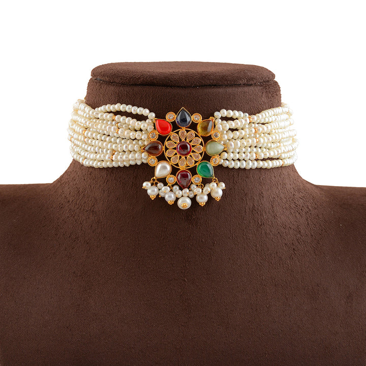 Specious Gold Pearl Choker Necklace - Krishna Jewellers Pearls and Gems