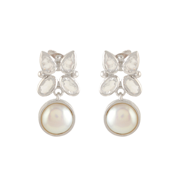 Silver Butterfly & Freshwater Pearl Drop Earrings – Perfect for Office Wear